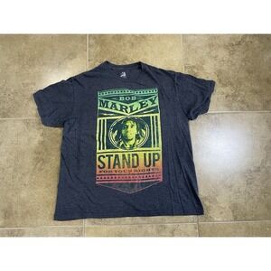 Zion BOB MARLEY Men's Size L Gray T-Shirt Tee Get Up Stand Up Reggae